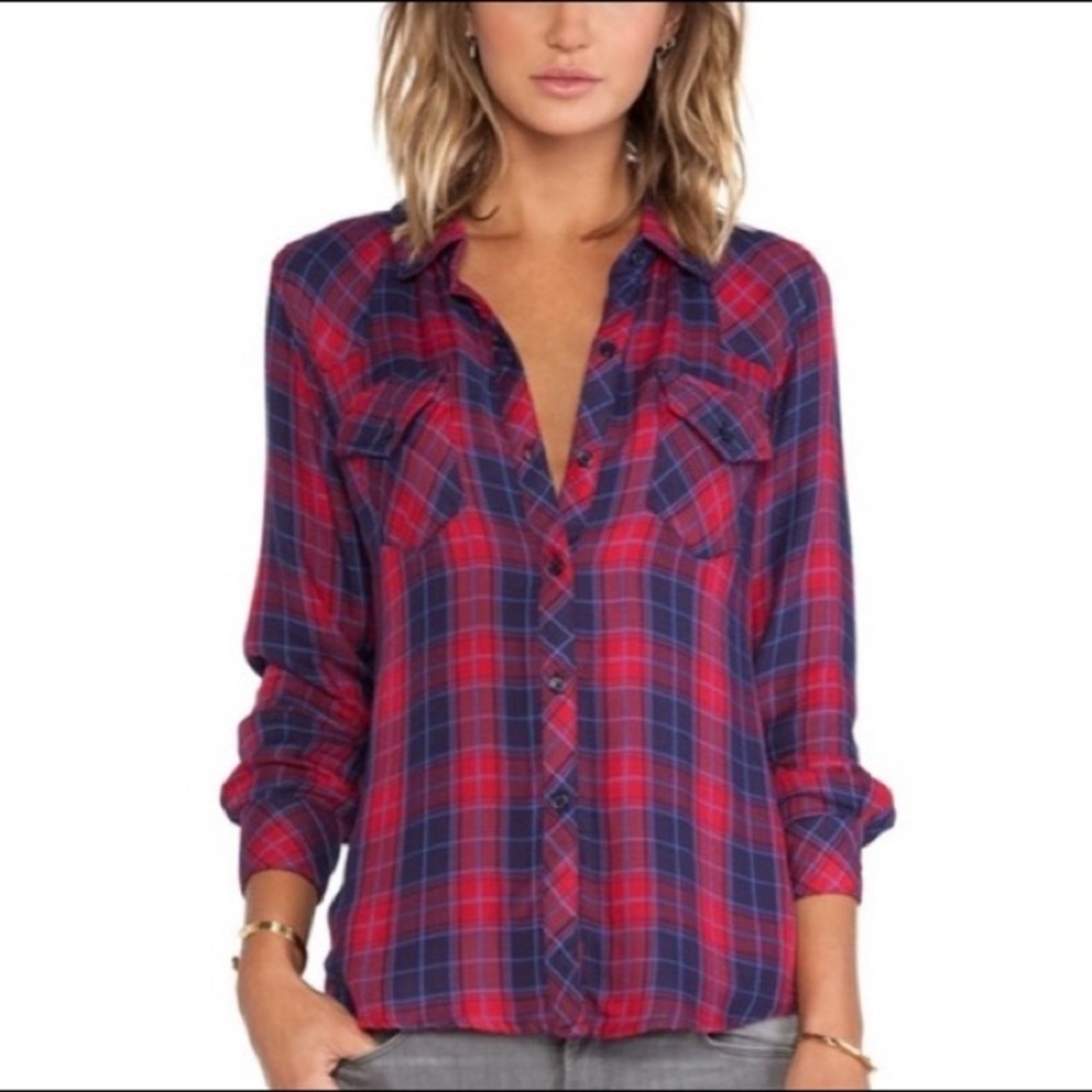Rails soft flannel extra small XS red blue butter